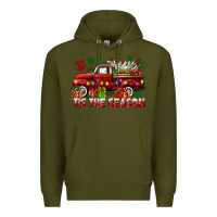 Army Green tis the season christmas truck Premium Hoodie - CowGirlArtShop