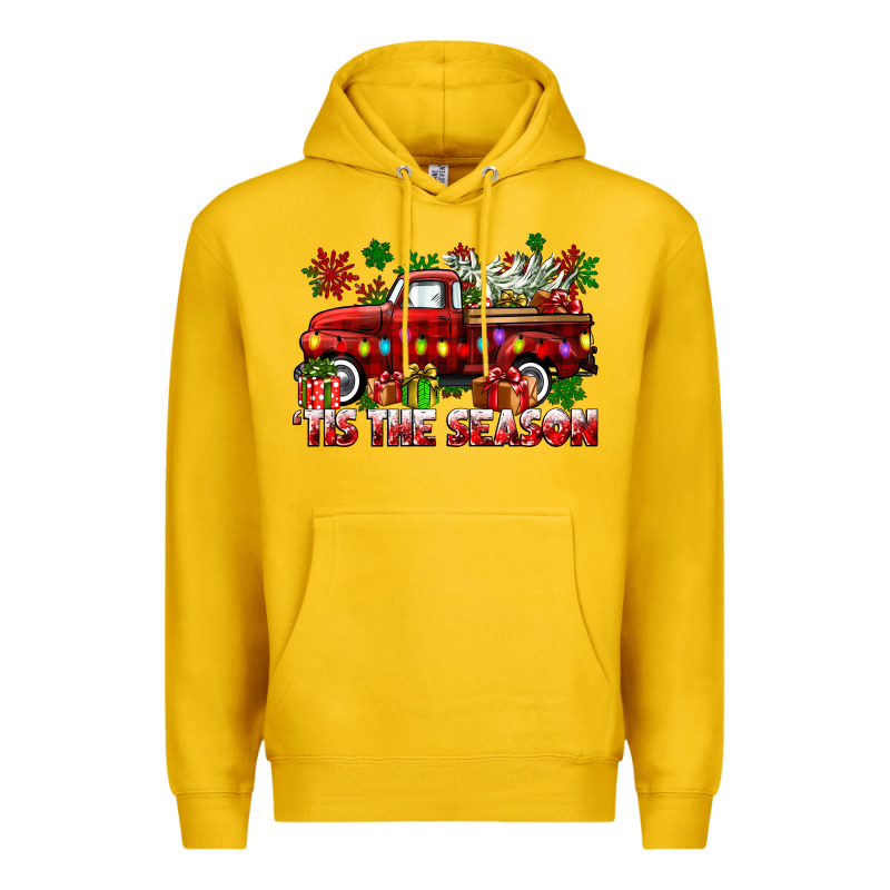 Tis The Season Christmas Truck Premium Hoodie by CowGirlArtShop | Teevron