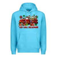 Ocean Blue tis the season christmas truck Premium Hoodie - CowGirlArtShop