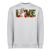 Heather Grey Love And Santa With Gift Boxes Heavyweight Sweatshirt - BundleAndBundleShop