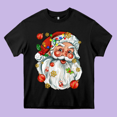 Santa With Little Christmas Heavy Core Tee Designed By Adodesignshop