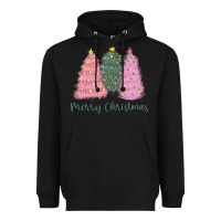 Black merry christmas trees Heavyweight Hoodie - CowGirlArtShop