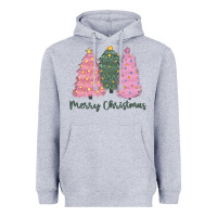 Heather Grey merry christmas trees Heavyweight Hoodie - CowGirlArtShop