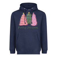 Navy merry christmas trees Heavyweight Hoodie - CowGirlArtShop