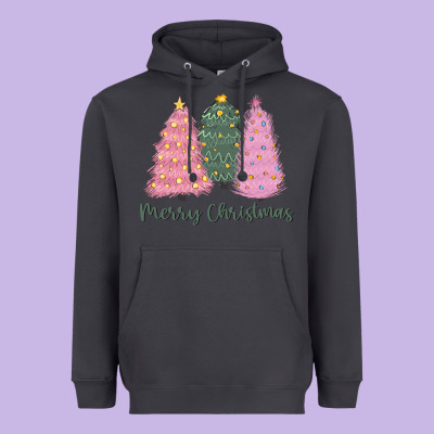 Merry Christmas Trees Heavyweight Hoodie Designed By Cowgirlartshop