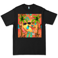 Black summer slipper and cocktail seamless pattern Premium Tee - BundleAndBundleShop