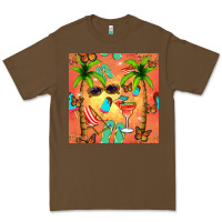 Cacao summer slipper and cocktail seamless pattern Premium Tee - BundleAndBundleShop