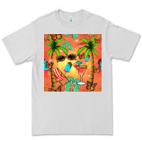 Dove Grey summer slipper and cocktail seamless pattern Premium Tee - BundleAndBundleShop