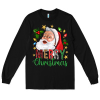 Black Merry Christmas With Santa Long Sleeve Tee - BundleAndBundleShop