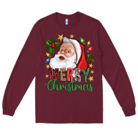 Burgundy Merry Christmas With Santa Long Sleeve Tee - BundleAndBundleShop