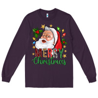 Plum Merry Christmas With Santa Long Sleeve Tee - BundleAndBundleShop