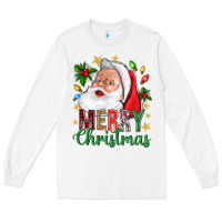 White Merry Christmas With Santa Long Sleeve Tee - BundleAndBundleShop