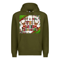 Army Green just a girl who loves reindeer Premium Hoodie - CowGirlArtShop