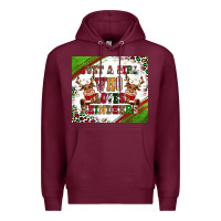 Burgundy just a girl who loves reindeer Premium Hoodie - CowGirlArtShop