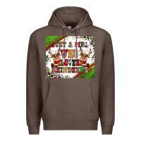 Coffee just a girl who loves reindeer Premium Hoodie - CowGirlArtShop