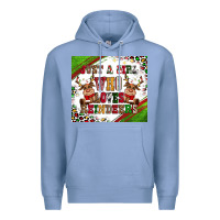 Colony Blue just a girl who loves reindeer Premium Hoodie - CowGirlArtShop
