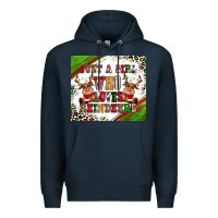 Navy just a girl who loves reindeer Premium Hoodie - CowGirlArtShop