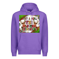 Purple just a girl who loves reindeer Premium Hoodie - CowGirlArtShop