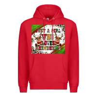 Red just a girl who loves reindeer Premium Hoodie - CowGirlArtShop