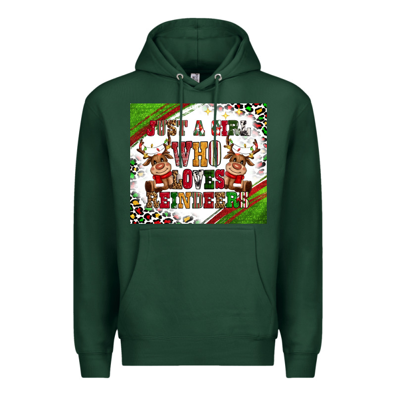 Just A Girl Who Loves Reindeer Premium Hoodie by CowGirlArtShop | Teevron