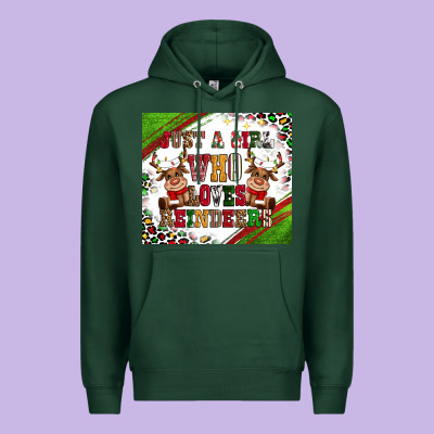 Just A Girl Who Loves Reindeer Premium Hoodie Designed By Cowgirlartshop