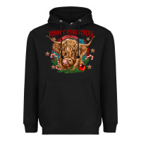 Black mooey christmas Heavyweight Hoodie - CowGirlArtShop
