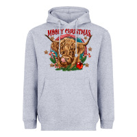 Heather Grey mooey christmas Heavyweight Hoodie - CowGirlArtShop