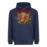Navy mooey christmas Heavyweight Hoodie - CowGirlArtShop