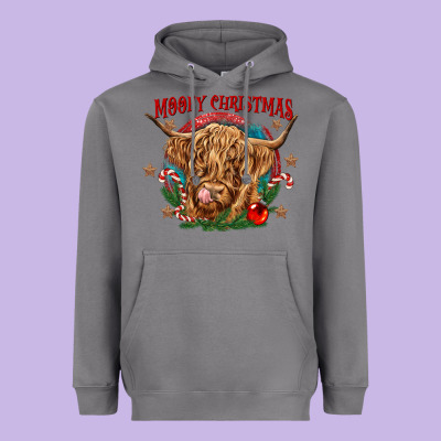 Mooey Christmas Heavyweight Hoodie Designed By Cowgirlartshop