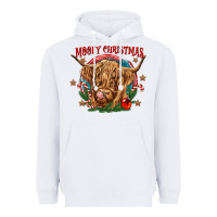 White mooey christmas Heavyweight Hoodie - CowGirlArtShop