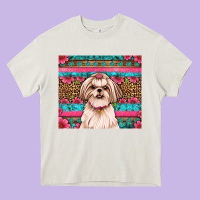 Shih Tzu Floral Tumbler Heavy Core Tee Designed By Jahusdesignshop