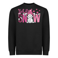 Black Pink Let It Snow With Cute Snowman Heavyweight Sweatshirt - BundleAndBundleShop