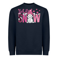 Pink Let It Snow With Cute Snowman Heavyweight Sweatshirt | Teevron