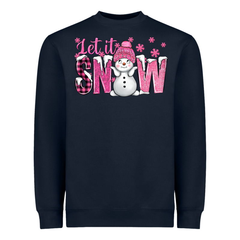 Pink Let It Snow With Cute Snowman Heavyweight Sweatshirt by BundleAndBundleShop | Teevron