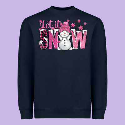 Pink Let It Snow With Cute Snowman Heavyweight Sweatshirt Designed By Bundleandbundleshop