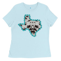 Baby Blue Texas Map Cowhide Turquoise Gemstone Ladies Tee - Bettercallsaul