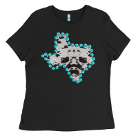 Texas Map Cowhide Turquoise Gemstone Ladies Tee | Teevron