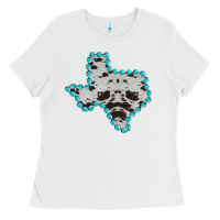 White Texas Map Cowhide Turquoise Gemstone Ladies Tee - Bettercallsaul