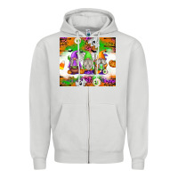 Dove Grey Halloween Gnomes Zipper Hoodie - texasbilliewilder