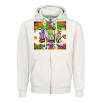 Oatmeal Heather Halloween Gnomes Zipper Hoodie - texasbilliewilder