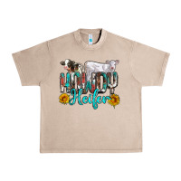 French Oak western howdy heifer Urban Heavy Tee - NancyCooperArtShop