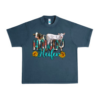Midnight Navy western howdy heifer Urban Heavy Tee - NancyCooperArtShop