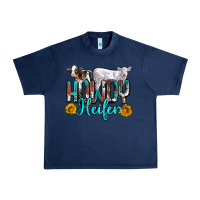 Navy western howdy heifer Urban Heavy Tee - NancyCooperArtShop
