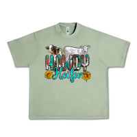 Oil Green western howdy heifer Urban Heavy Tee - NancyCooperArtShop