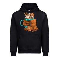 Black Winter Coffee Cup With Scarf Urban Hoodie - FaDigitalArtStudio
