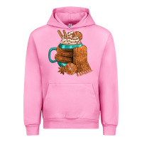 Fuchsia Pink Winter Coffee Cup With Scarf Urban Hoodie - FaDigitalArtStudio