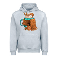 Heather Grey Winter Coffee Cup With Scarf Urban Hoodie - FaDigitalArtStudio