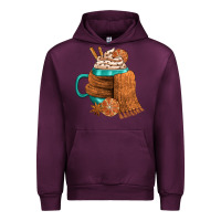 Mauve Wine Winter Coffee Cup With Scarf Urban Hoodie - FaDigitalArtStudio