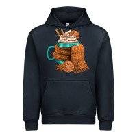 Navy Winter Coffee Cup With Scarf Urban Hoodie - FaDigitalArtStudio