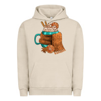 Pigment French Oak Winter Coffee Cup With Scarf Urban Hoodie - FaDigitalArtStudio